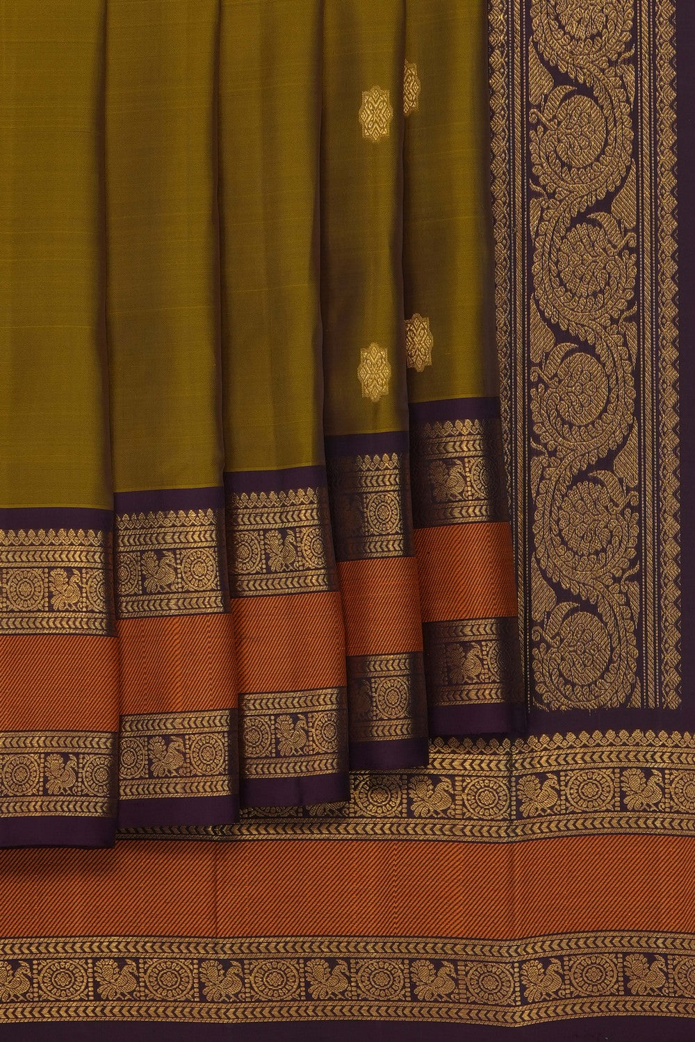 Image of Moss Green Gadwal Silk Saree
