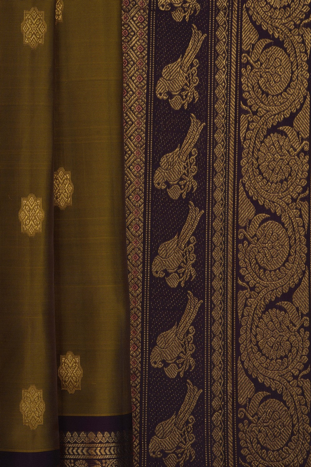 Image of Moss Green Gadwal Silk Saree