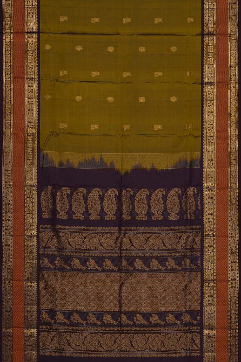 Image of Moss Green Gadwal Silk Saree