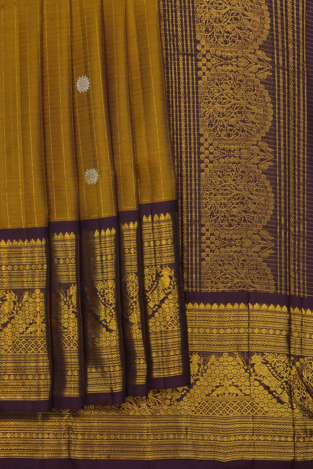 Image of Moss Green Gadwal Silk Saree
