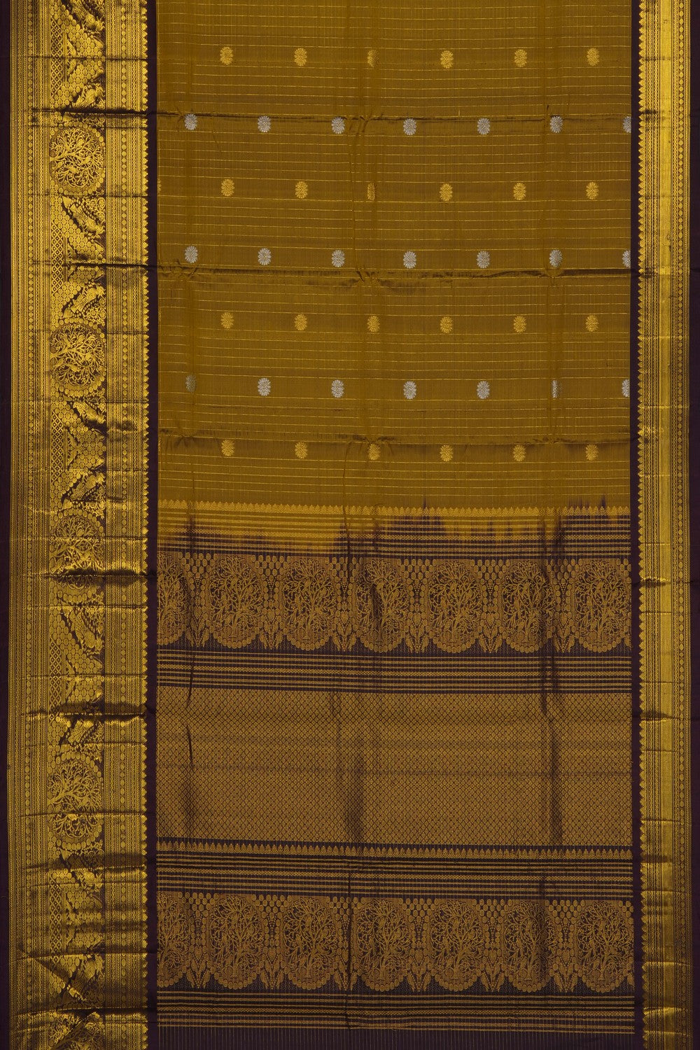 Image of Moss Green Gadwal Silk Saree