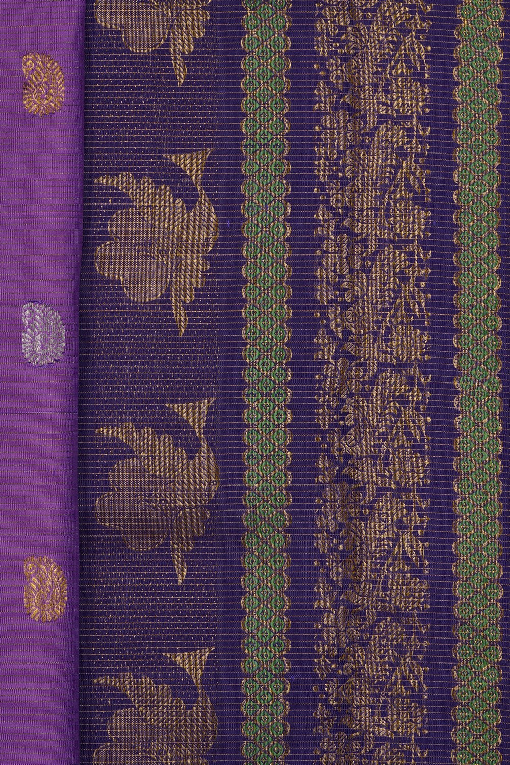 Image of Lavender Purple Gadwal Silk Kattam Saree