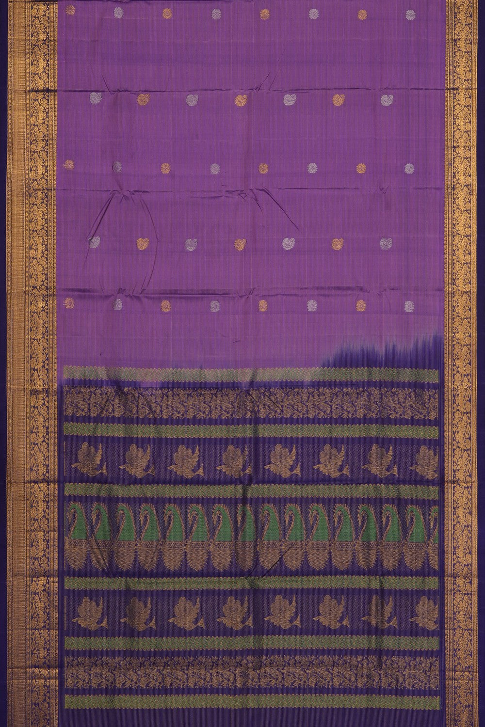 Image of Lavender Purple Gadwal Silk Kattam Saree