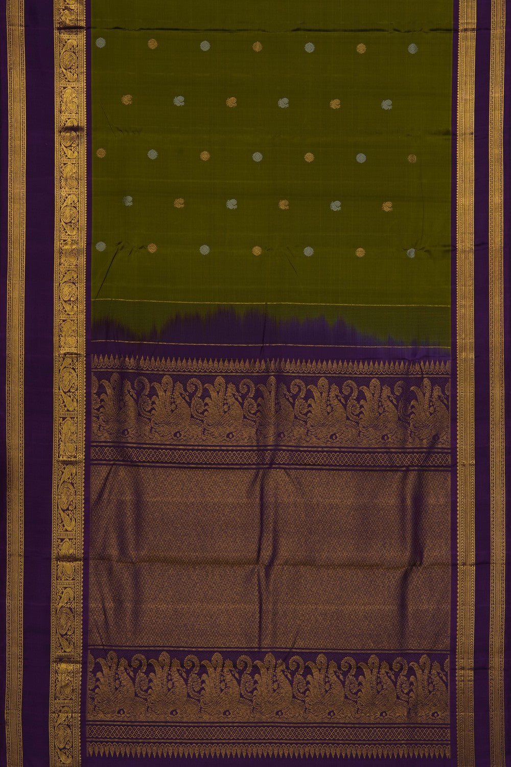 Image of Green Gadwal Silk Saree