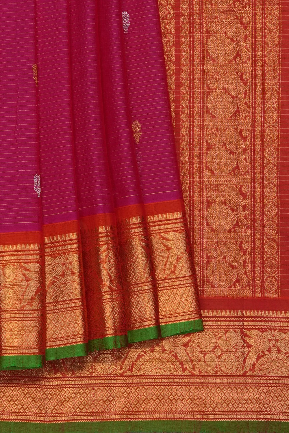 Image of Magenta Gadwal Silk Cotton Saree