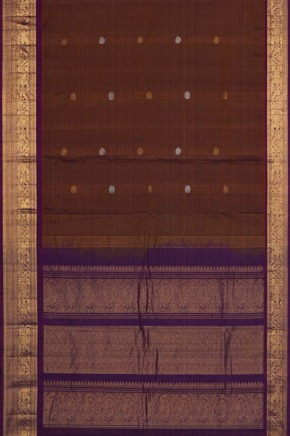Image of Brown Gadwal Silk Cotton Saree