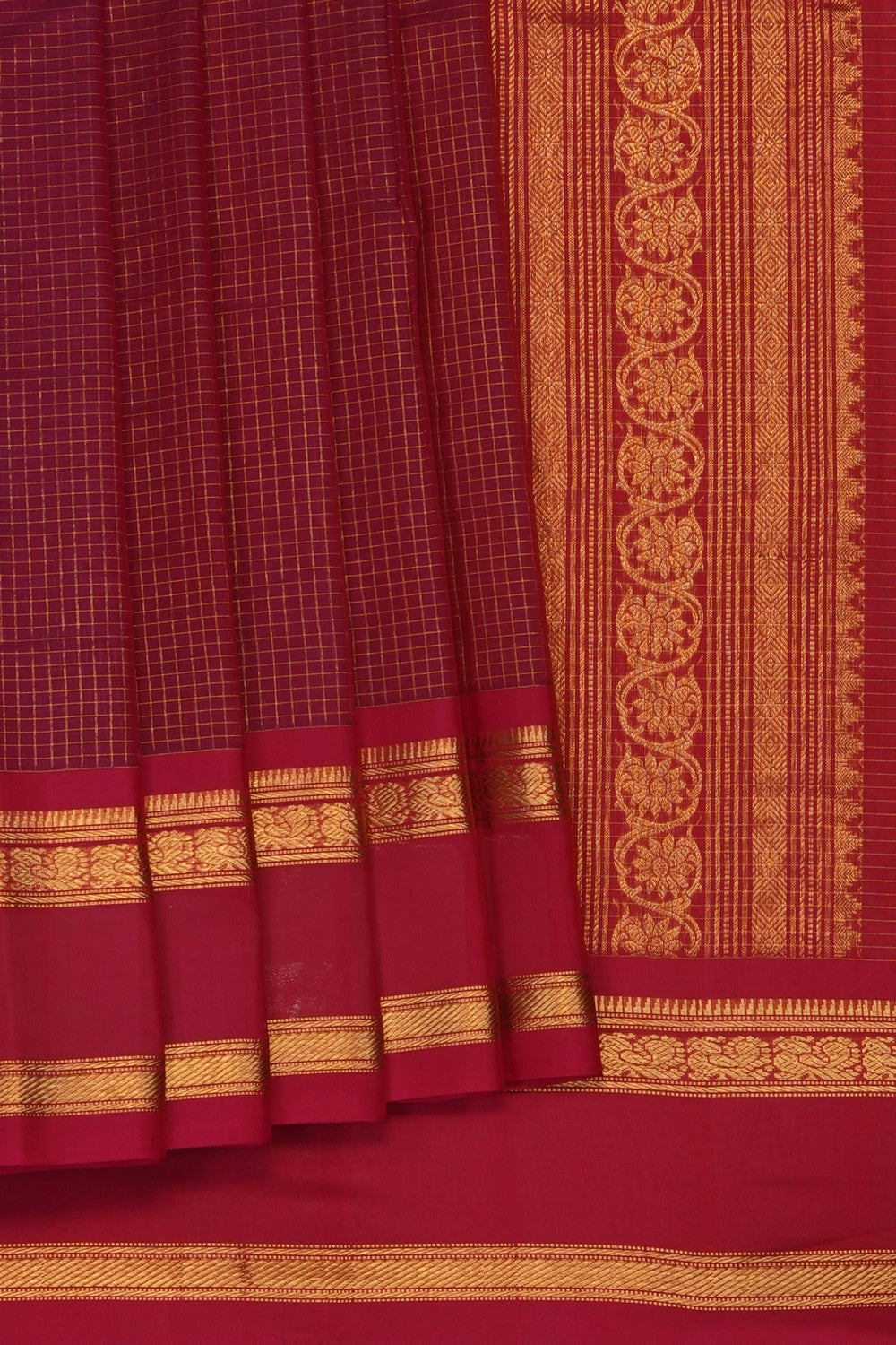 Image of Red Gadwal Silk Cotton Saree