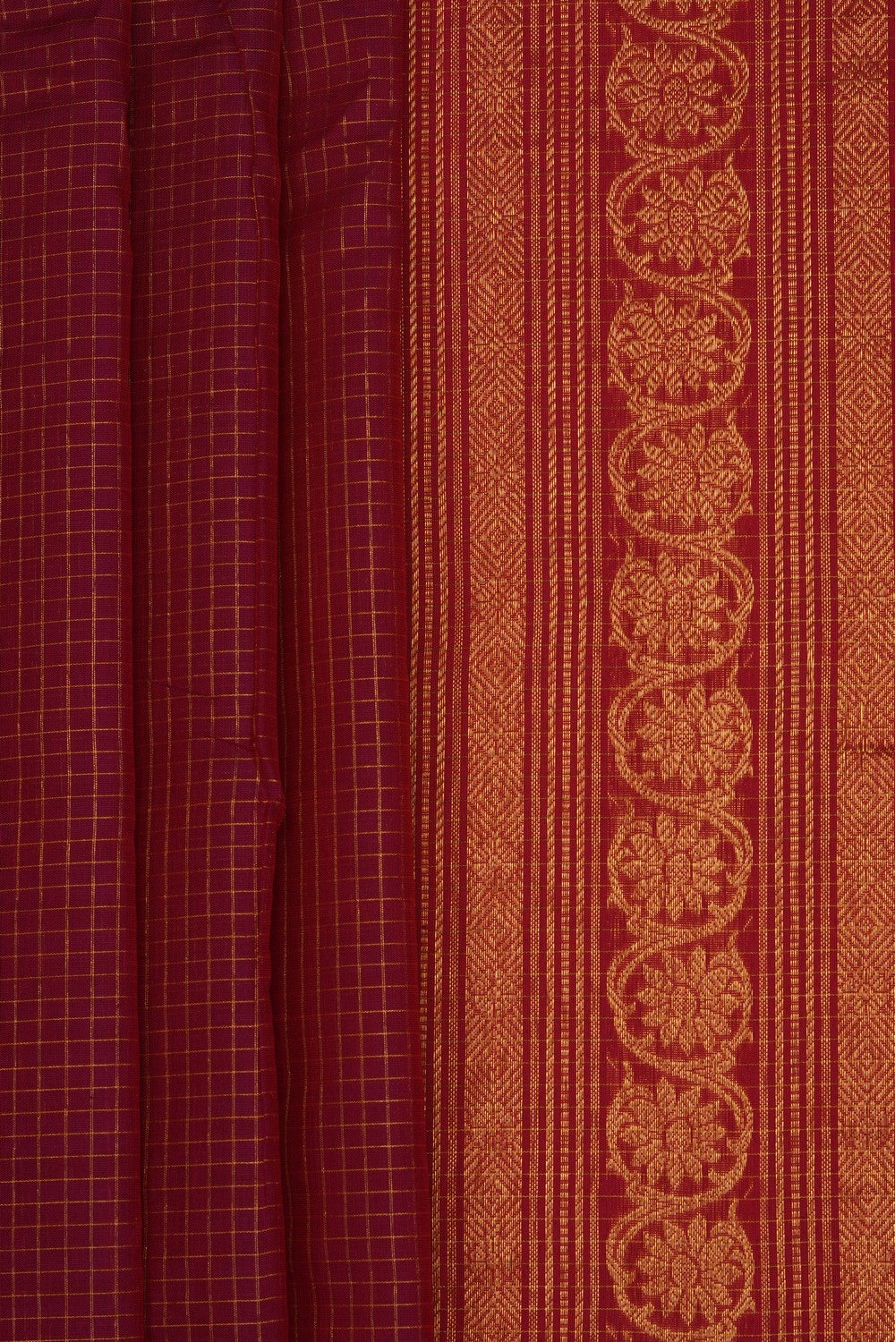 Image of Red Gadwal Silk Cotton Saree