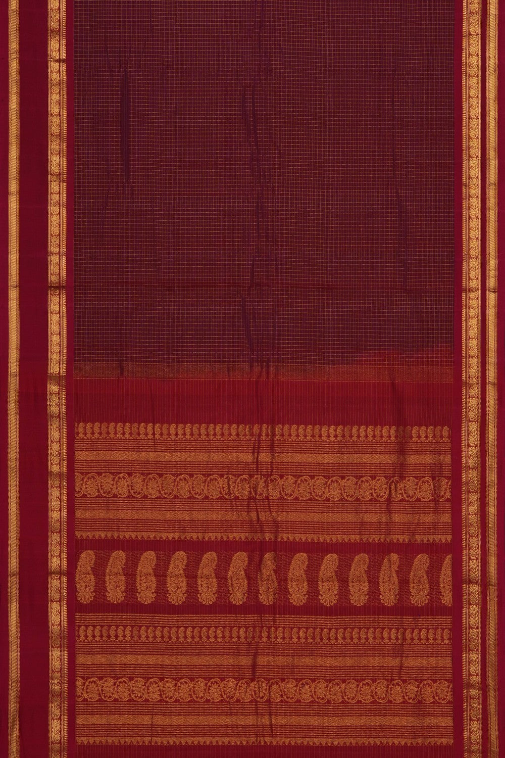 Image of Red Gadwal Silk Cotton Saree