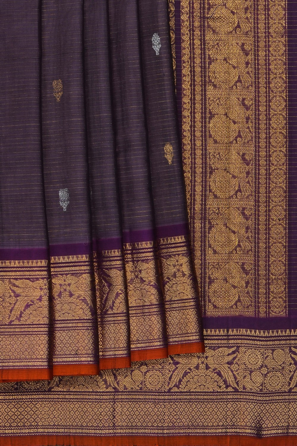 Image of Purple Gadwal Silk Cotton Saree