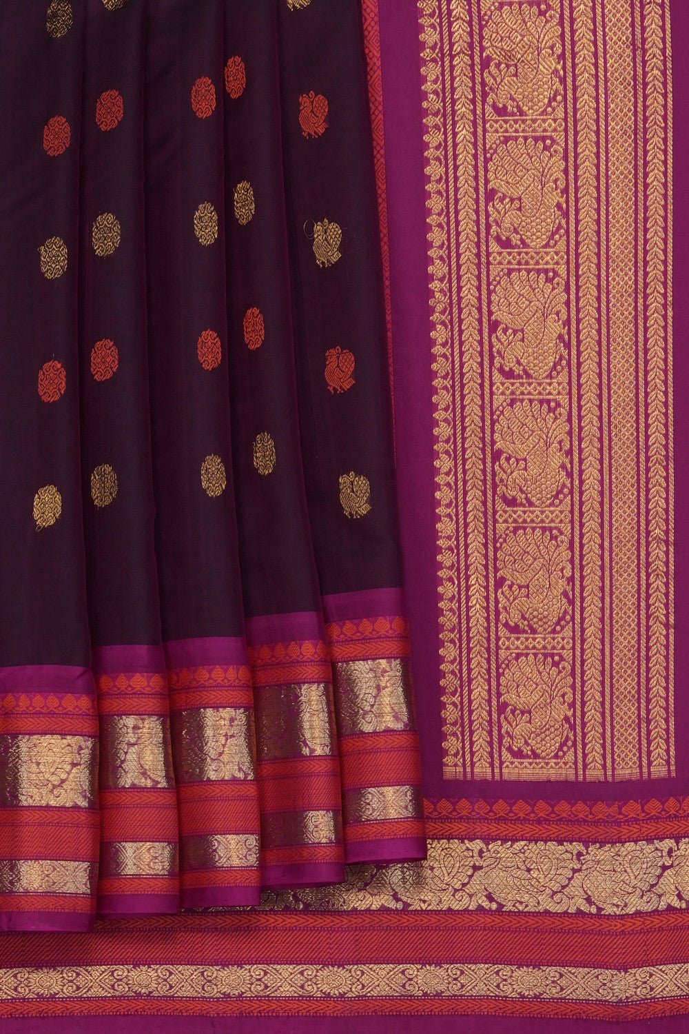 Image of Violet Gadwal Silk Cotton Saree