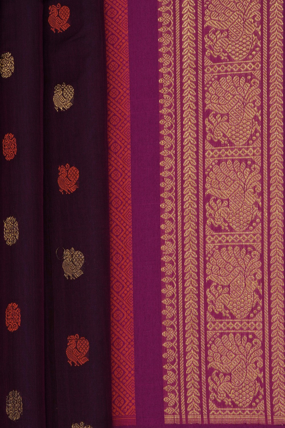 Image of Violet Gadwal Silk Cotton Saree