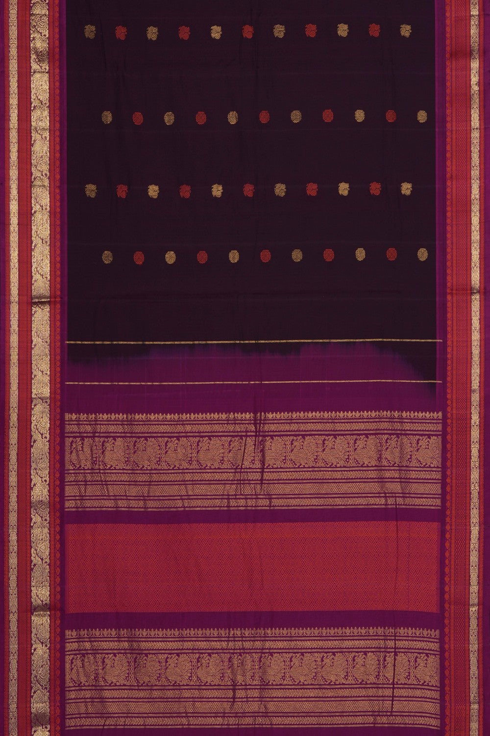 Image of Violet Gadwal Silk Cotton Saree