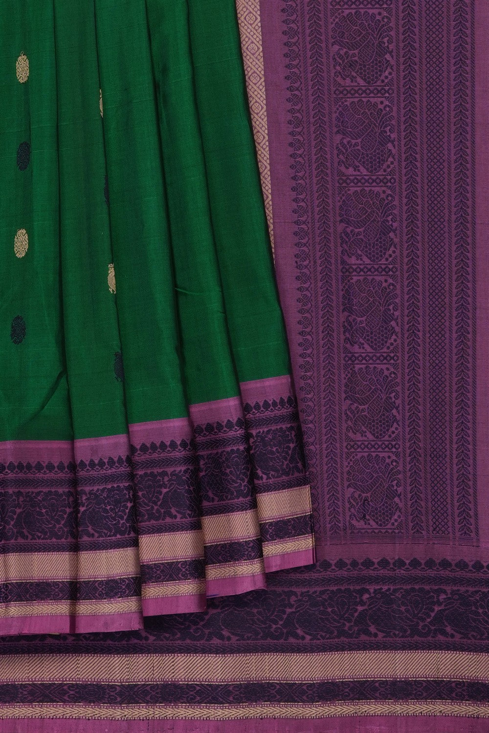 Image of Green Gadwal Silk Cotton Saree