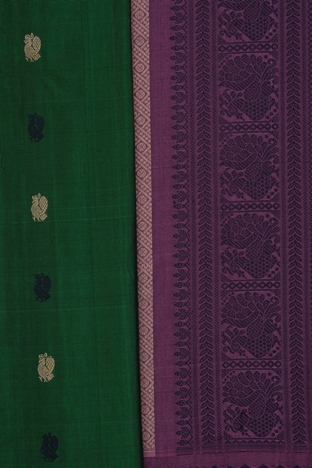 Image of Green Gadwal Silk Cotton Saree