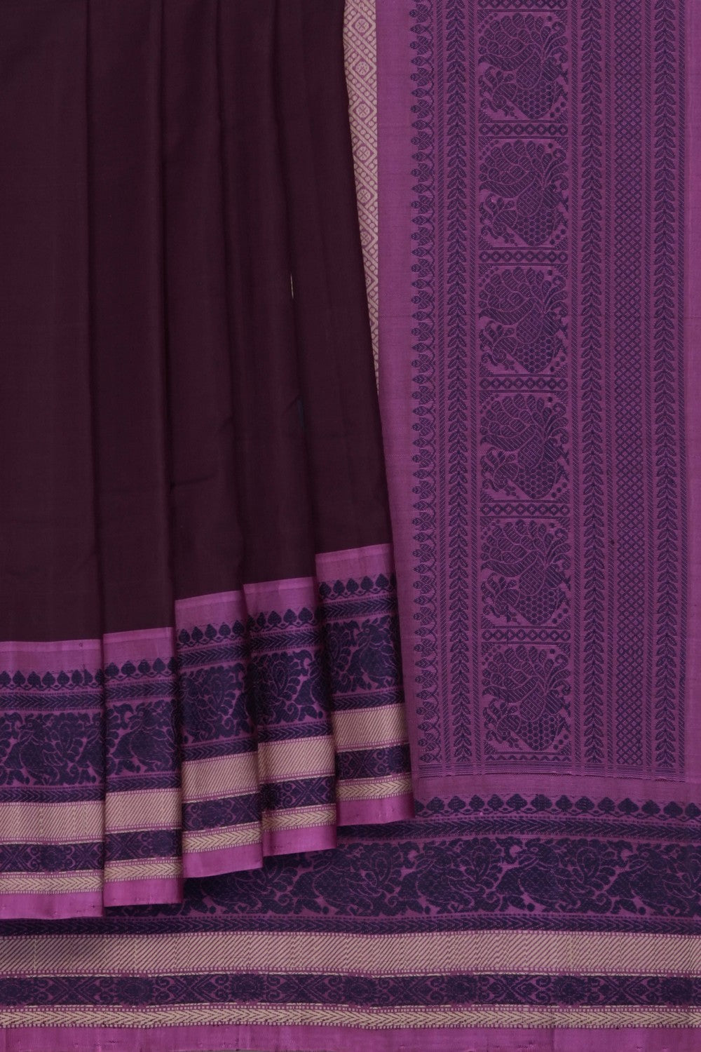 Image of Violet Gadwal Silk Cotton Saree