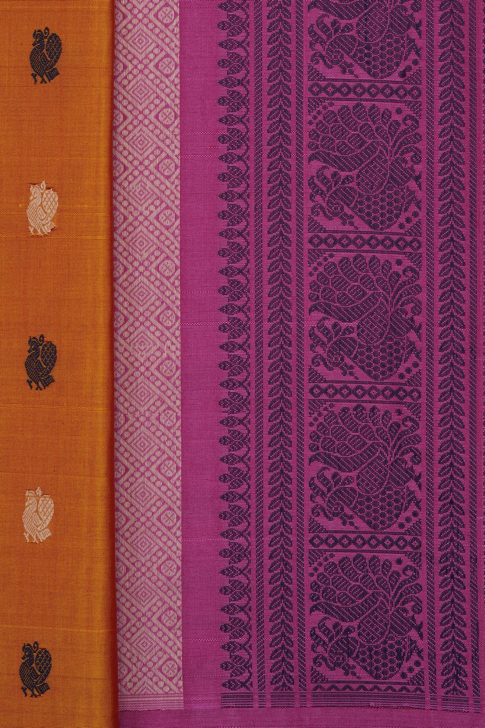 Image of Mustard Gadwal Silk Cotton Saree