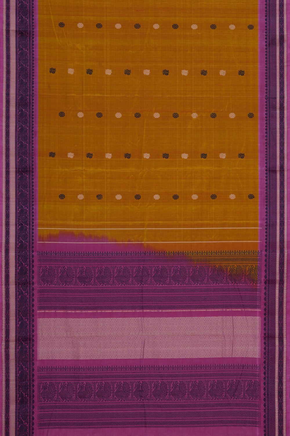 Image of Mustard Gadwal Silk Cotton Saree