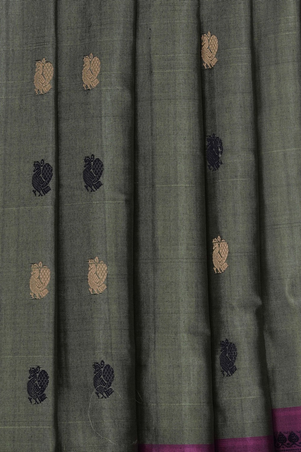 Image of Sage-Green Gadwal Silk Cotton Saree