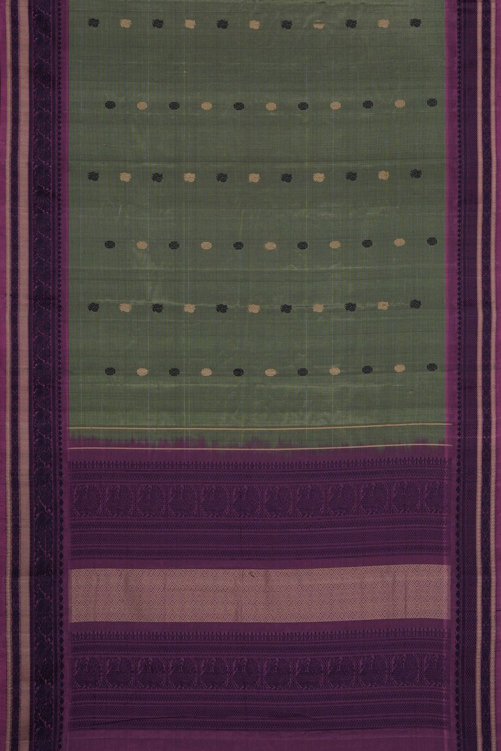 Image of Sage-Green Gadwal Silk Cotton Saree