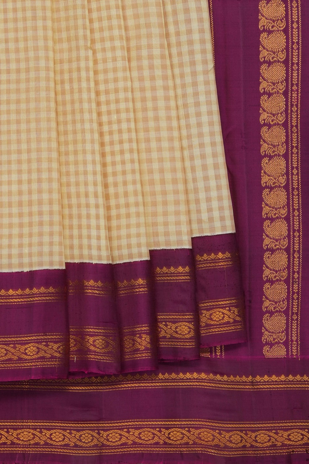 Image of Cream Gadwal Cotton Saree