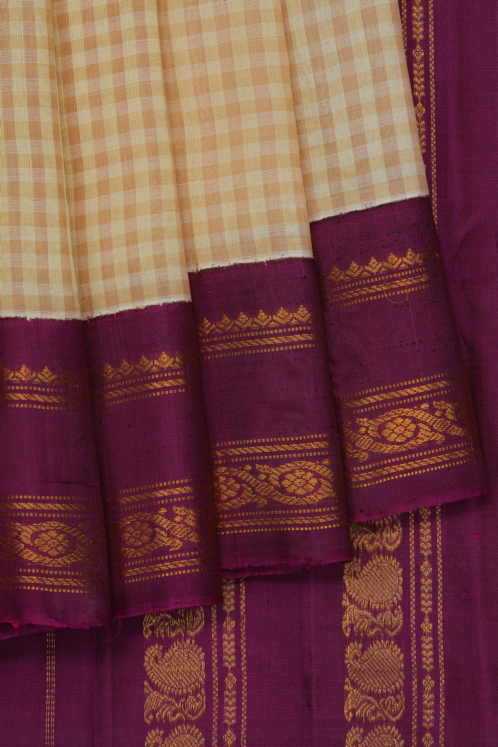 Image of Cream Gadwal Cotton Saree