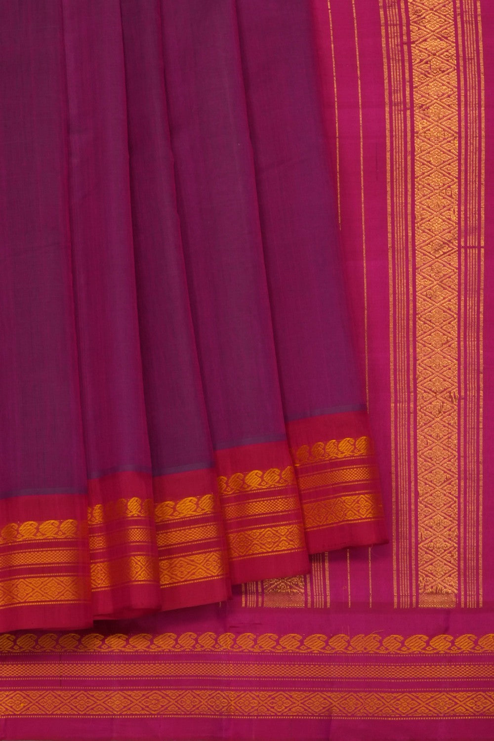 Image of Magenta Gadwal Cotton Saree