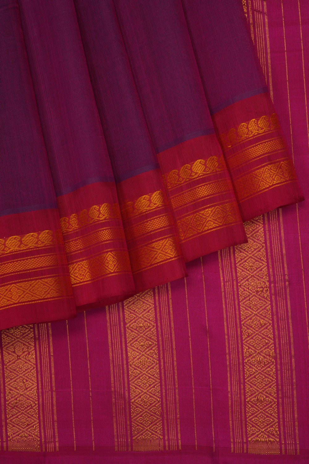 Image of Magenta Gadwal Cotton Saree