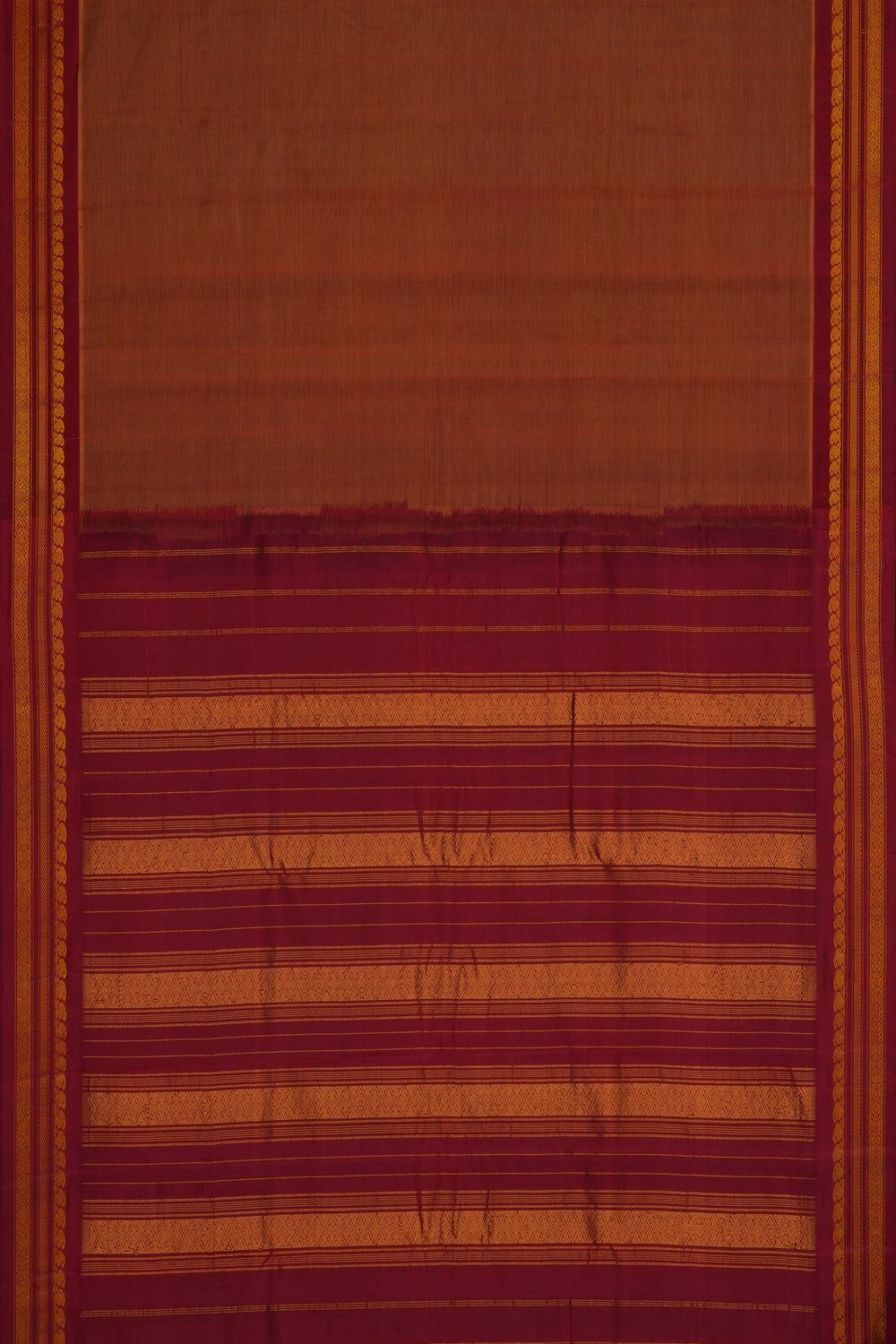 Image of Orange Gadwal Cotton Saree