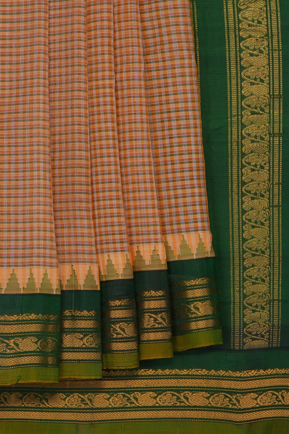 Image of Peach Gadwal Cotton Saree