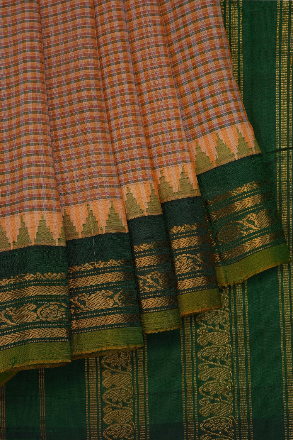 Image of Peach Gadwal Cotton Saree