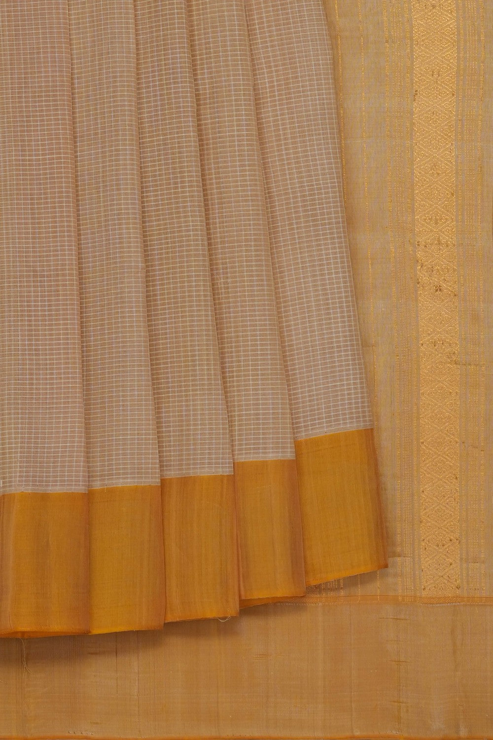 Image of Light Beige Gadwal Cotton Saree