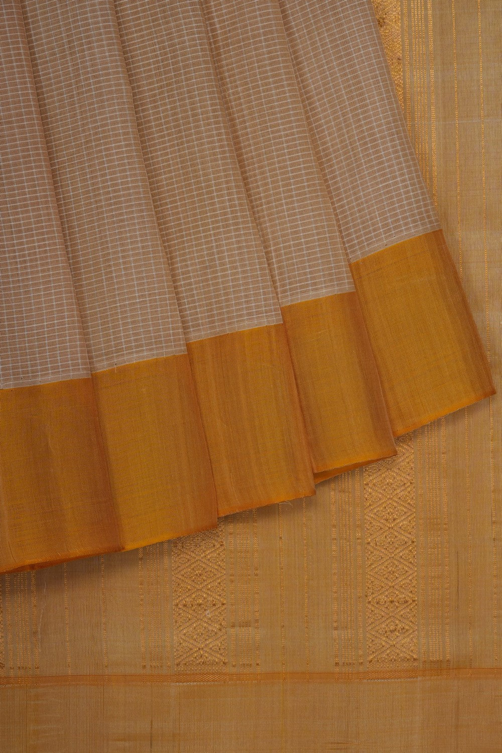 Image of Light Beige Gadwal Cotton Saree