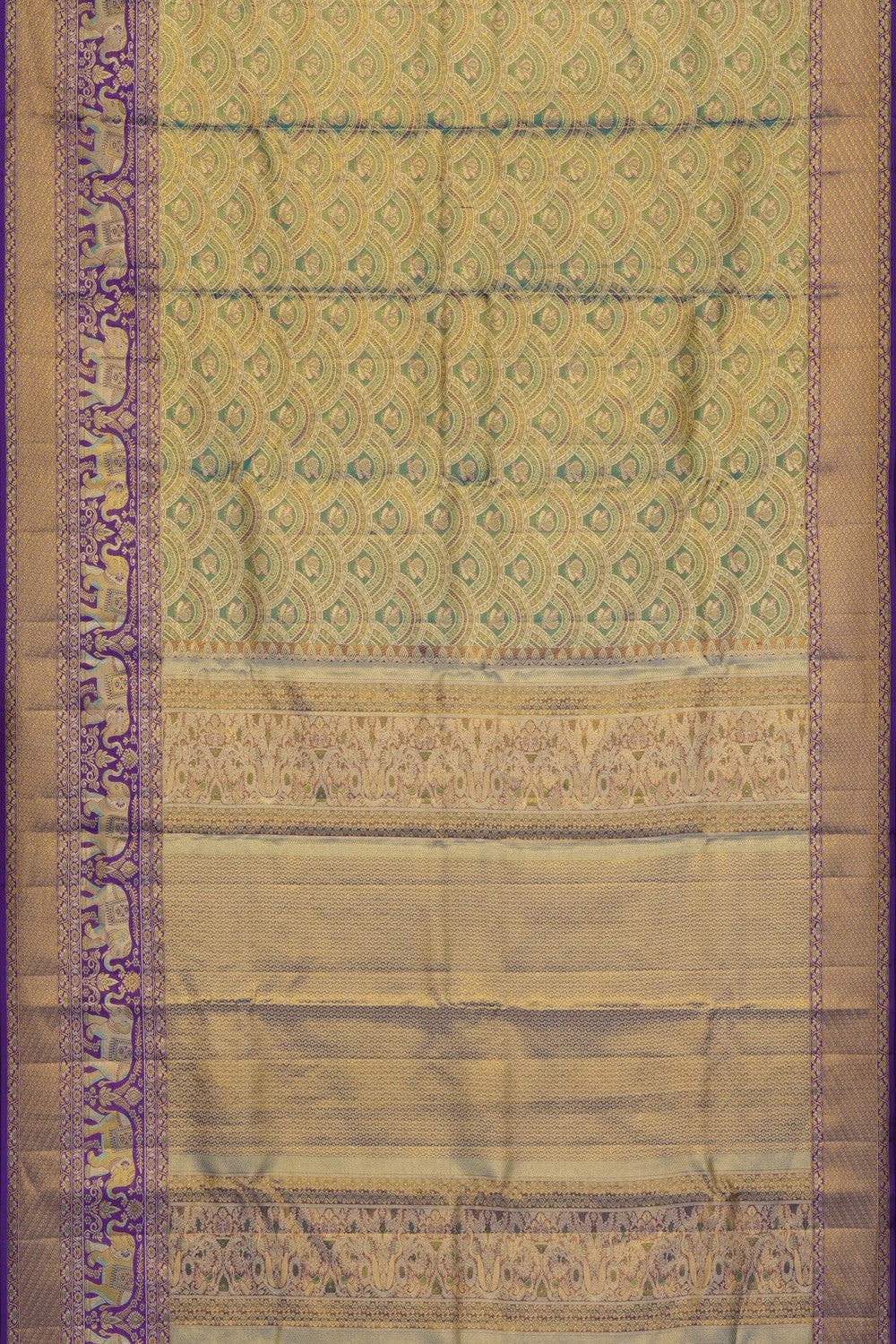 Image of Sea-Green Kanchipattu Tissue Brocade Saree