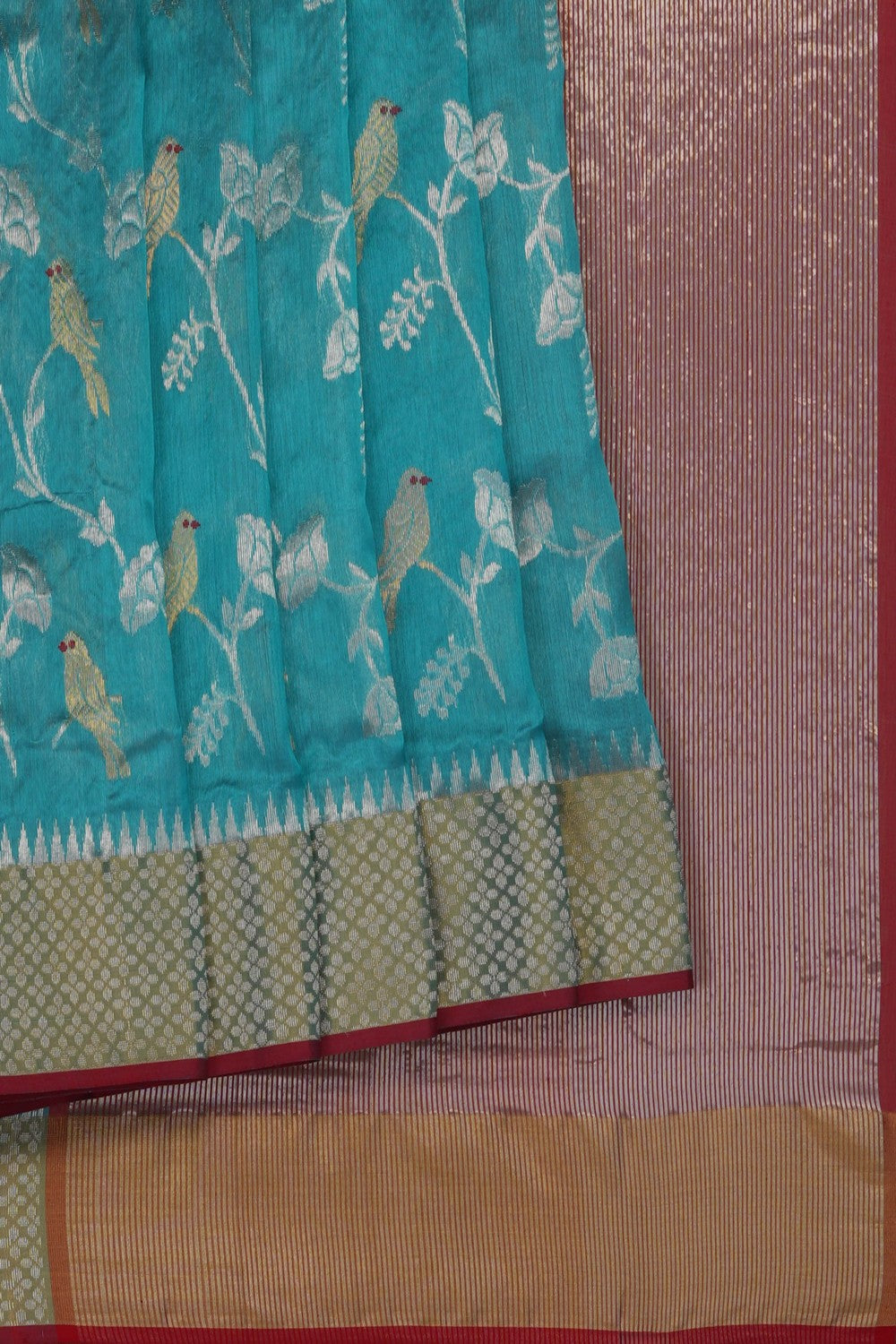 Image of Sea Blue Chanderi Saree