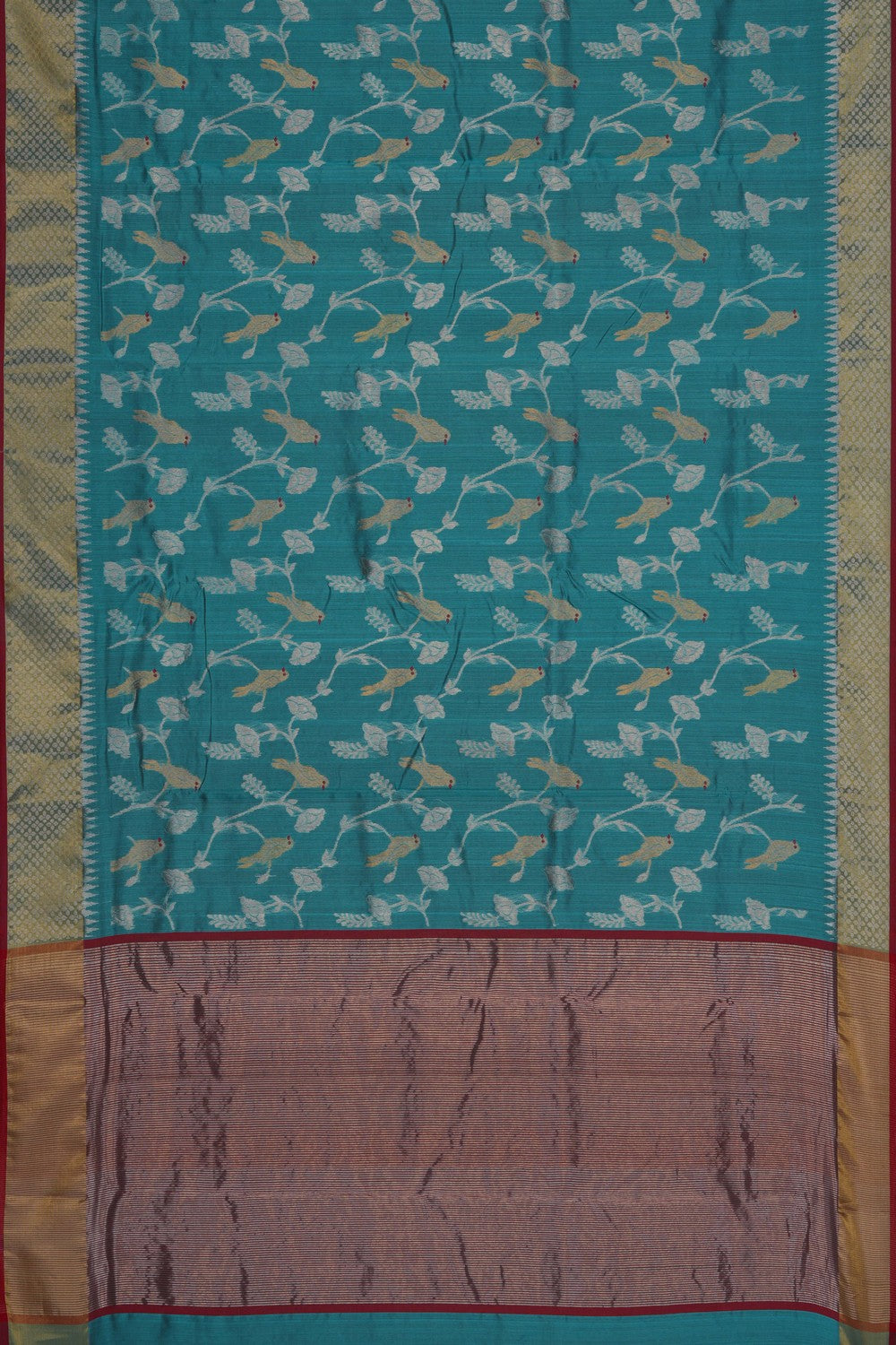Image of Sea Blue Chanderi Saree