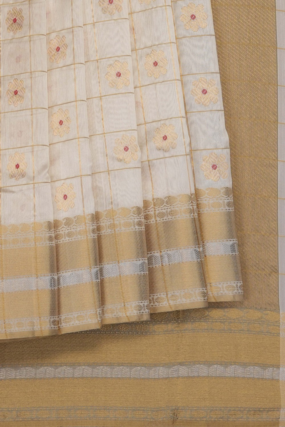 Image of Off-White Chanderi Saree