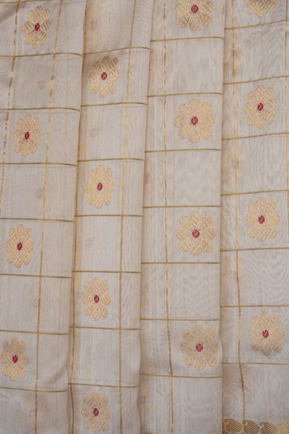 Image of Off-White Chanderi Saree
