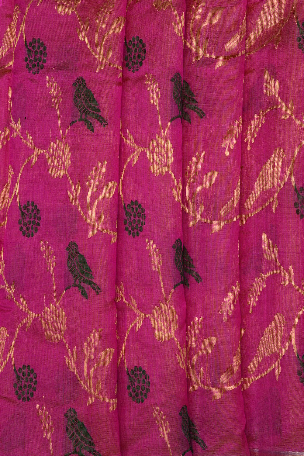Image of Fuchsia-Pink Chanderi Saree