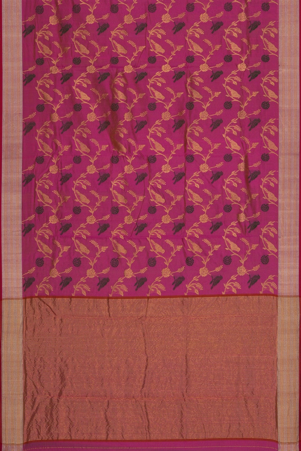 Image of Fuchsia-Pink Chanderi Saree