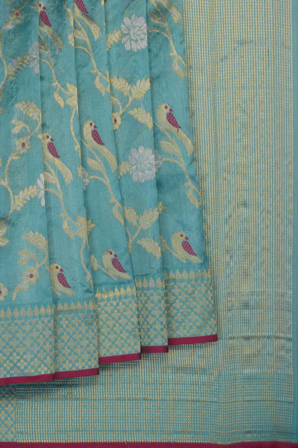 Image of Sea Blue Chanderi Saree