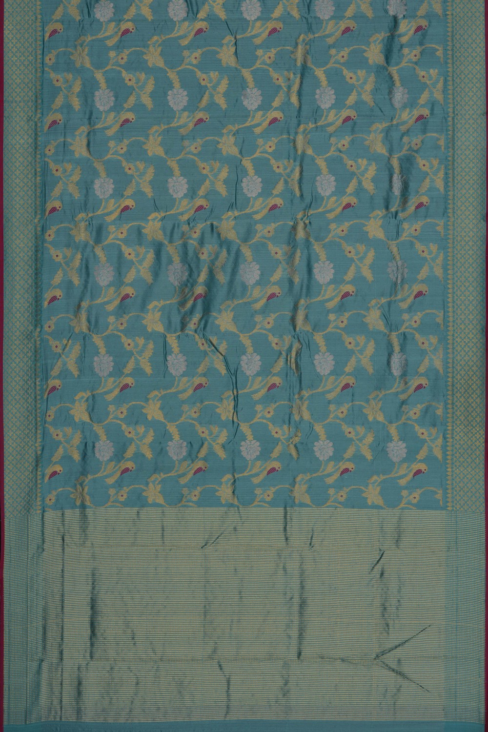 Image of Sea Blue Chanderi Saree