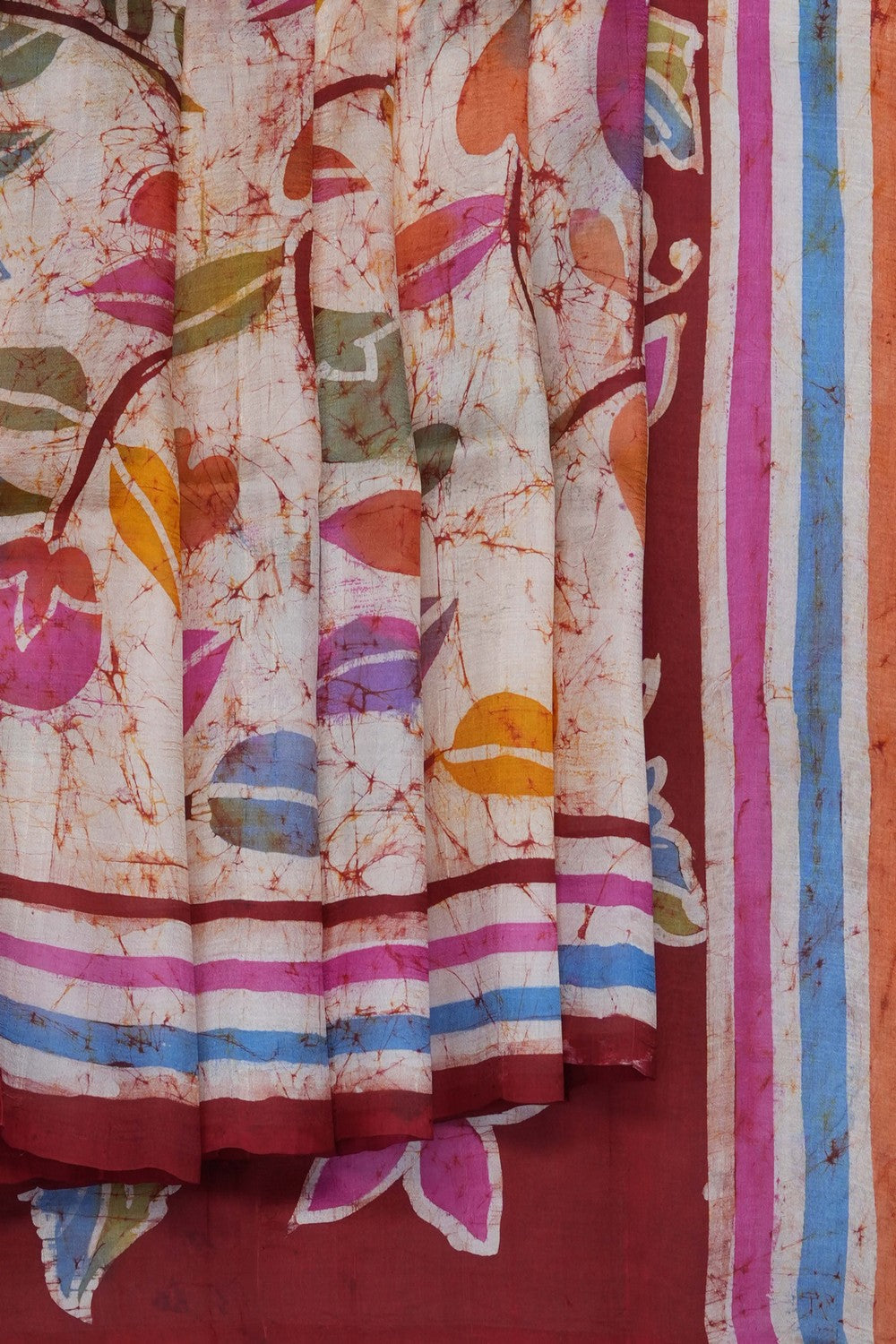 Image of Batik Printed Tussar Silk Saree
