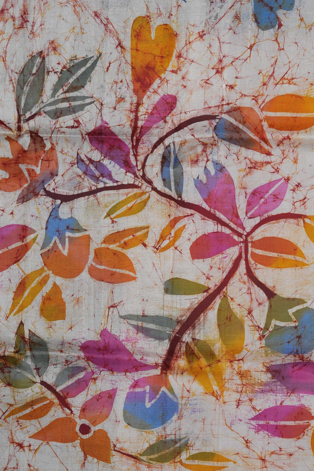 Image of Batik Printed Tussar Silk Saree