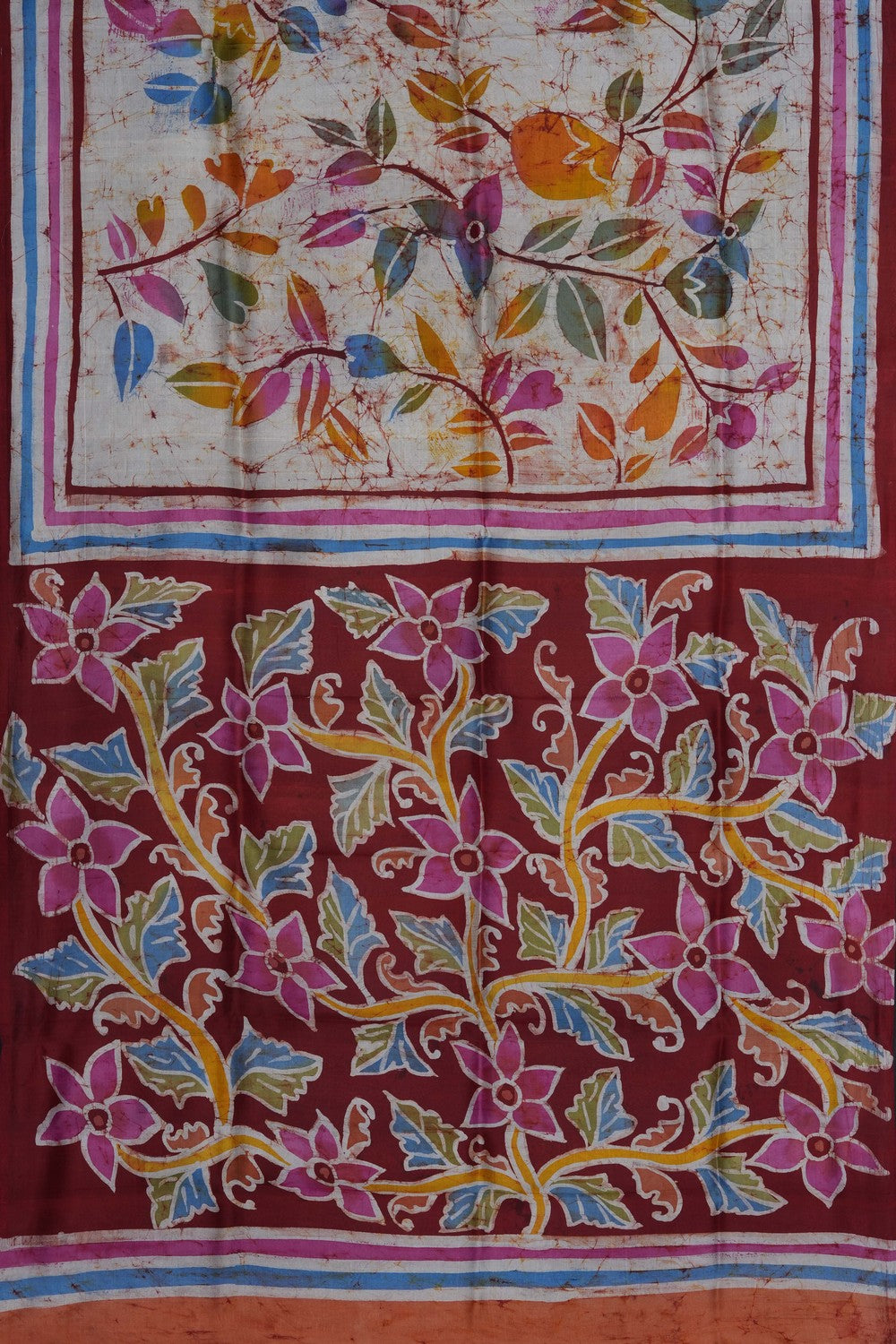 Image of Batik Printed Tussar Silk Saree