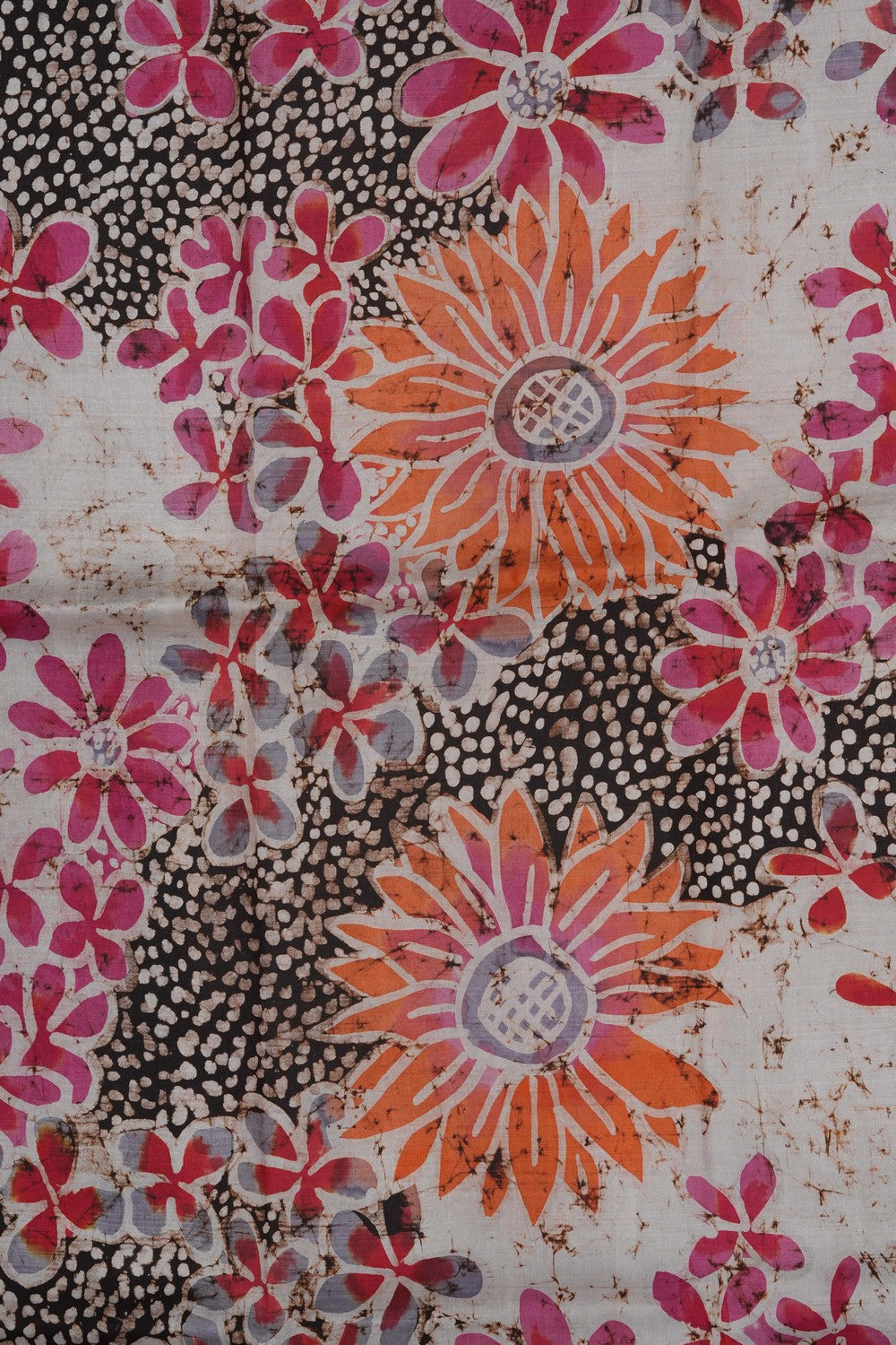 Image of Batik Printed Tussar Silk Saree