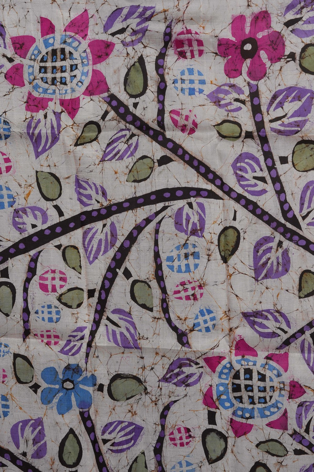 Image of Batik Printed Tussar Silk Saree
