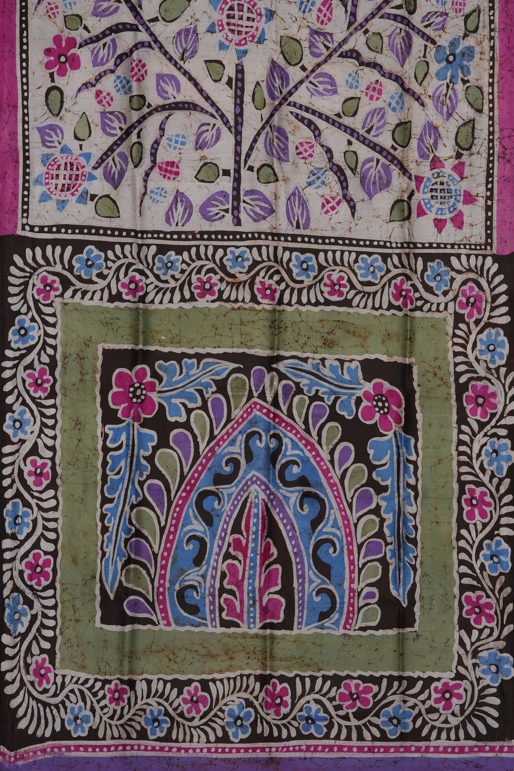 Image of Batik Printed Tussar Silk Saree