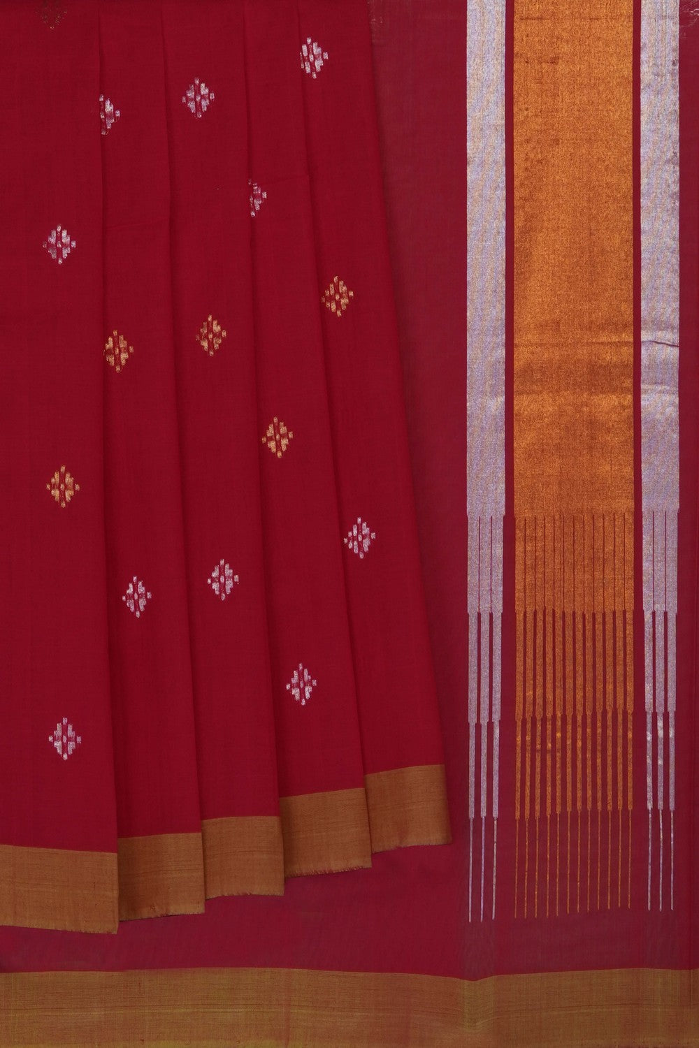 Image of Red Ponduru Cotton Saree