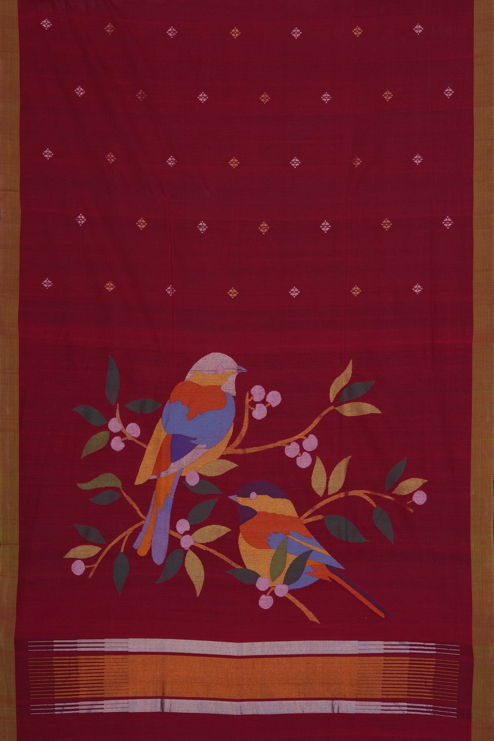 Image of Red Ponduru Cotton Saree